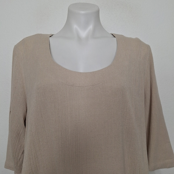 Soft Surroundings Beige Flower Pockets Lagenlook Linen Blend Baggy Tunic Top M - Picture 3 of 16
